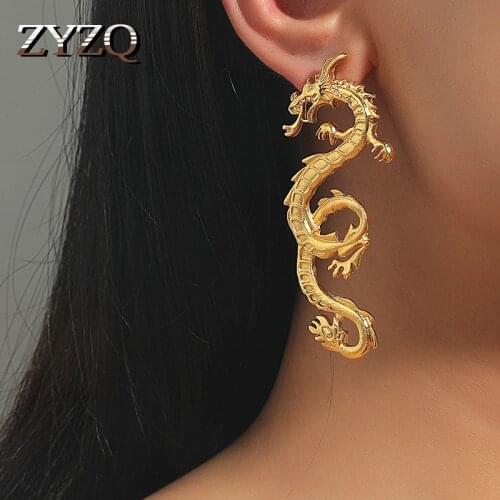 ZYZQ Neo-gothic Chinese Popular Dragon Earring For Neutral Personality Long Pendant Earrings Dragon Decoration Jewelry