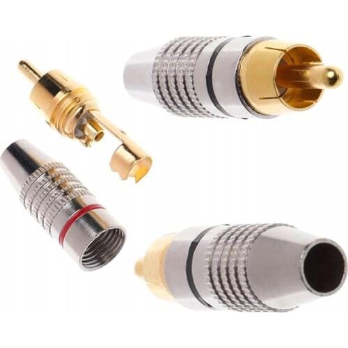 10 Pcs RCA Plug Audio Video Cable Connector Gold Plated RCA Aadapter