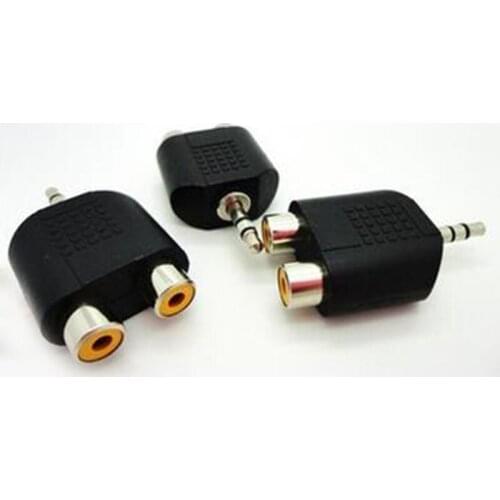 20pcs 3.5MM Earphone connector to 2 RCA lotus Adapter Male to Female AV Audio convertor