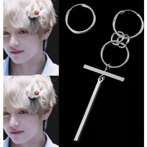 2021 Korean Fashion Mens Punk Bangtnn Boy Asymmetric Popular Jewelry Stainless Steel Earrings Friendship Gift Boy Ear Buckle