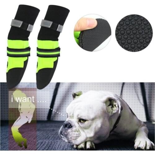 4pcs Dog Shoes Non-slip and Waterproof Pet Paw Protection Warm Reflective Snow Boots Large Dog Supplies Pet Rain Boots