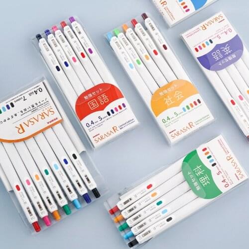 5colors/set Japan Zebra Gel Pen JJ29-R Limited Set 0.4mm Press Pen Color Thick Ink Office Signature Pen Japanese School Supply
