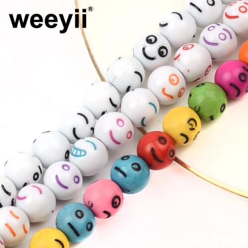 8mm Smile Face Beads Round Acrylic Spacer Smiley Face Beaded For Jewelry Making Diy Bracelet Kids Toy Accessories