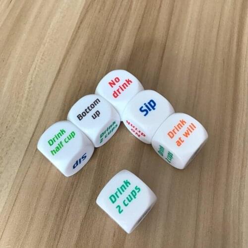 English Drinkers Wager Game Dice 20/50/100 Pcs/Lot 25mm Dice Acrylic Rounded Corners Hexahedron Colour English Font Originality