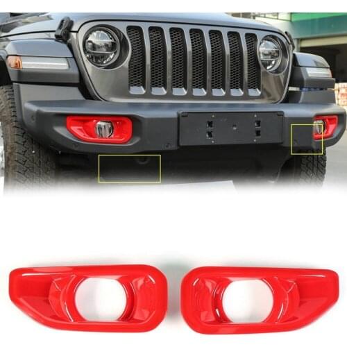 Car ABS Front Fog Lamp Light Cover Trim Decoration for Jeep Wrangler JL 2018+ Accessories Red
