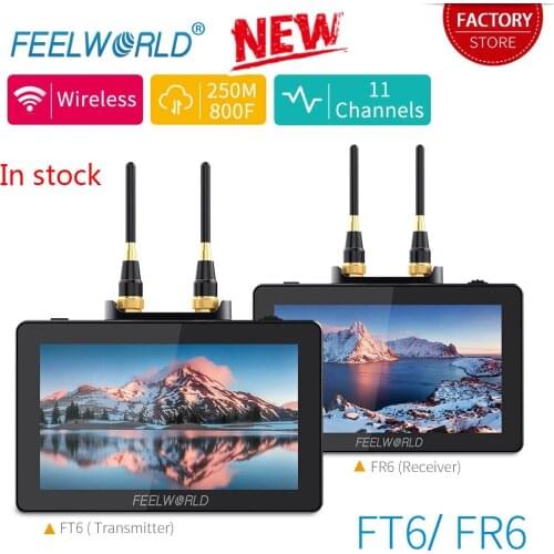 FEELWORLD FT6 FR6 5.5 Inch Wireless Video Transmission System with Transmitter Receiver DSLR Camera Field Direct AC DP Monitor