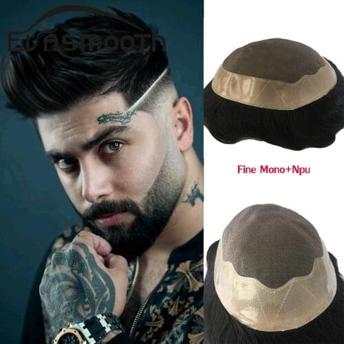 Brazil Natural Mens Wig Fine Mono Base Men Toupee Durable Strong Knot 100% Human Hair Replacement System Man Wig Free Shipping