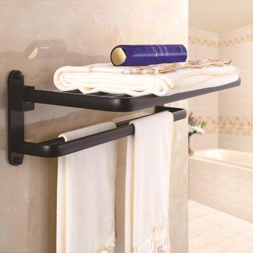 Black towel rack space aluminum storage rack bath towel rack Hotel hardware pendant
