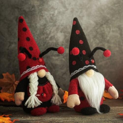 Home Decor Ladybug Doll Ornaments Couple Faceless Doll Halloween Decoration Dolls Kids Gift Halloween Decorations for Home
