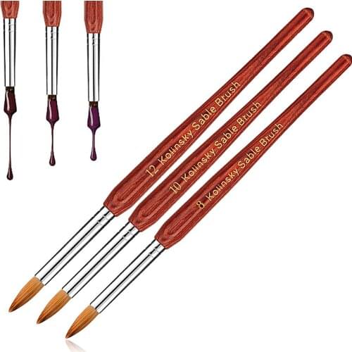 Gel nail brush High-grade wood texture big mahogany round kolinsky nail brush crystal carved nail art pen