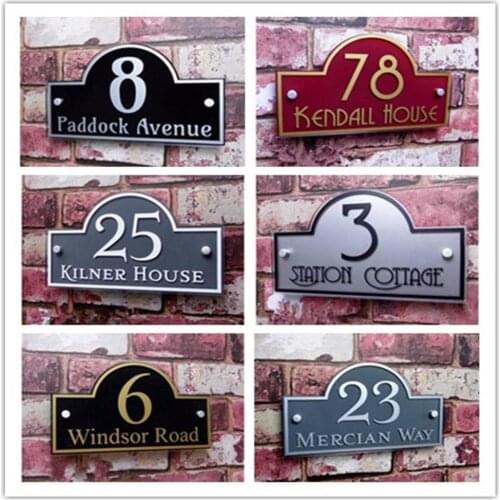 Custom House shape Modern Outdoor Frosted Plaque Acrylic Door Number Address Home Sign