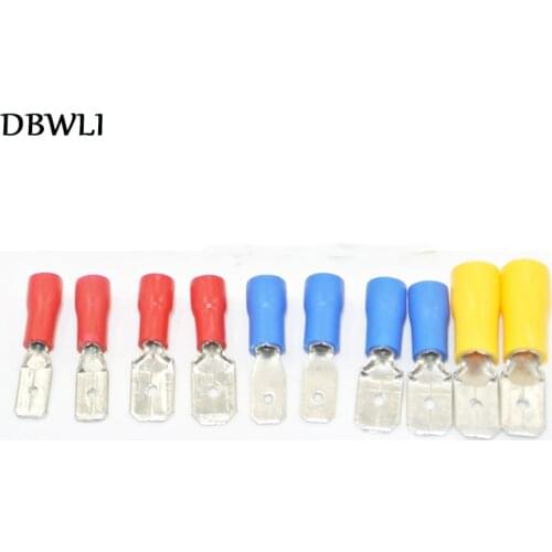 50pcs Male Red blue yellow 2.8mm 4.8mm 6.3mm Insulated Spade Wire Connector Electrical Crimp Terminal