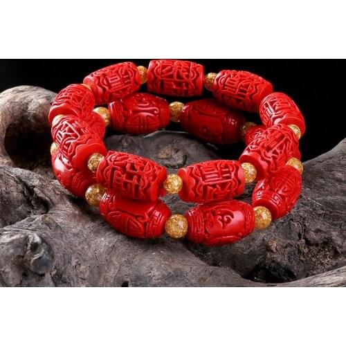 Chinese ethnic style new creative cinnabar bracelets for women golden beads classic bracelets wholesale manufacturers jewelry
