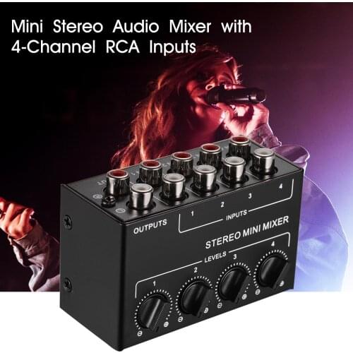 Mini Stereo Rca 4-Channel Passive Mixer Small Mixer Mixer Stereo Dispenser for Live and Studio