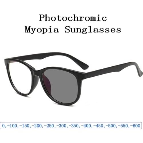 New Fashion Photochromic Myopia Sunglasses for Women Men Retro Nearsighted Glasses Students Shortsighted Eyeglasses 0,-1~-6 L3