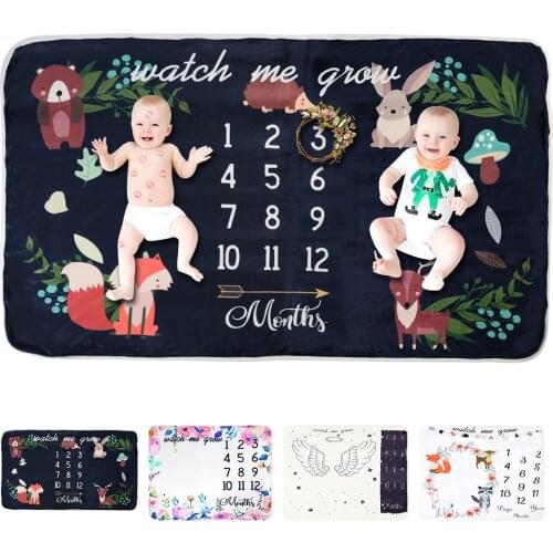 Baby Milestone Blanket Baby Photography Props Blanket Newborn 12 Monthly Photo Props Wings Floral Background Blanket Shooting