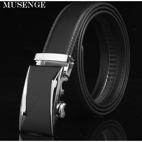MUSENGE Fashion Leather Belts For Men Ceinture Homme Mens Business Leather Belt Male Strap Automatic Waistband Cinturon Hombre