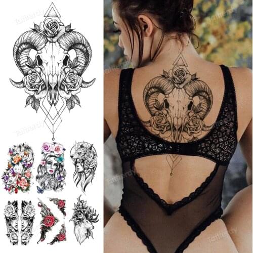 Sexy temporary tatoo for women tribal sticker black sketch line body art big tattoo fake waterproof thigh tattoo leg arm sleeve