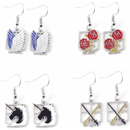 Anime Attack On Titan Drop Earring Серьги Attack Wings Shingeki Cosplay Dangle Earrings For Women Girl Ear Jewelry