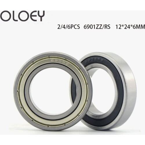 2/4/6Pcs Excellent 6901RS ZZ Deep Groove Ball Bearing Rubber Cover Seal 6901-RS ZZ 12*24*6mm 12*24*6 Bearing Steel Material