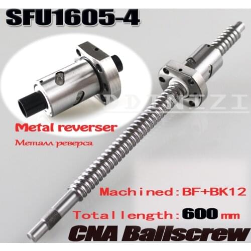 SFU1605 L 600mm RM1605 600mm SFU1605-4 Rolled Ball screw 1pc+1pc ballnut + end machining for BK/BF12 standard processing