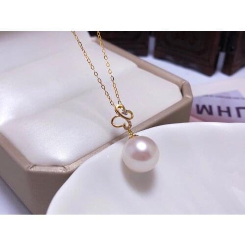 Shilovem 18k yellow gold Natural freshwater pearls pendants fine Jewelry women trendy necklace new gift yzz9.59.5033zz