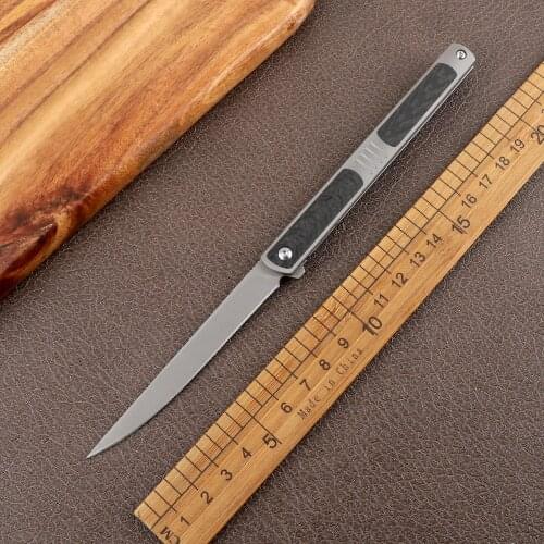 Outdoor S90V blade carbon fiber titanium alloy handle high hardness and sharp camping hunting EDC tool fruit folding knife