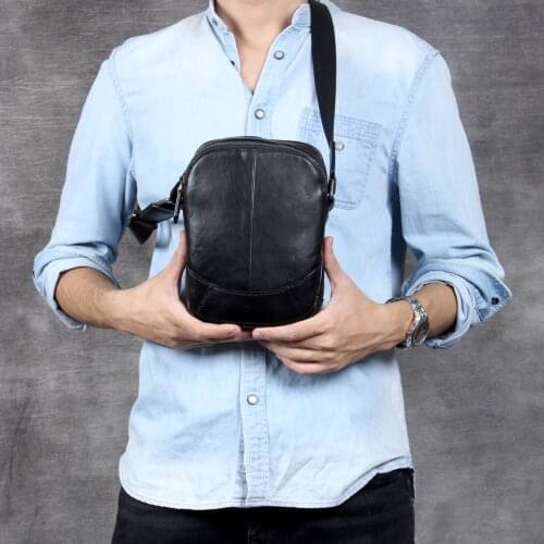 Genuine Leather Men Bag Casual Business Man Shoulder Crossbody Bags Cowhide Large Capacity Top Layer Leather Travel Message Bag