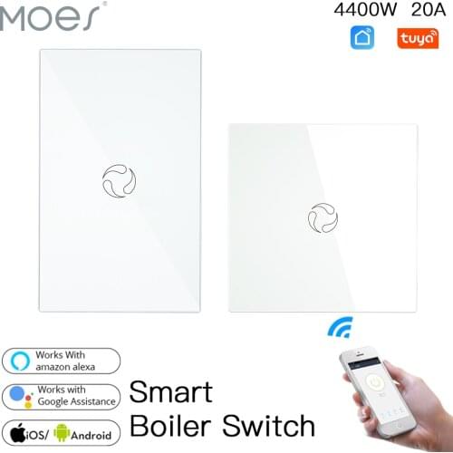 WiFi Smart Boiler Switch Water Heater Smart Life Tuya APP Remote Control Amazon Alexa Echo Google Home Voice Control Glass Panel