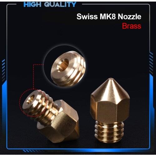 High Quality Swiss MK8 Brass Nozzle M6 Thread 1.75MM Filament 3D Printer Parts for J-head hotend Extruder CR10 heat block ender3