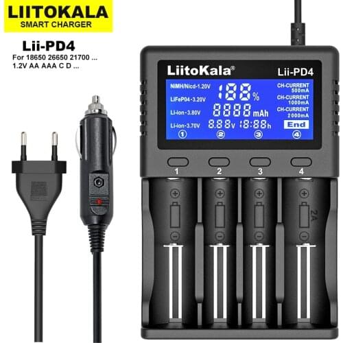 2020 Liitokala Lii-500 Lii-PD4 Lii-500S LCD 3.7V 18650 18350 18500 21700 20700 14500 26650 AA NiMH lithium-battery Charger