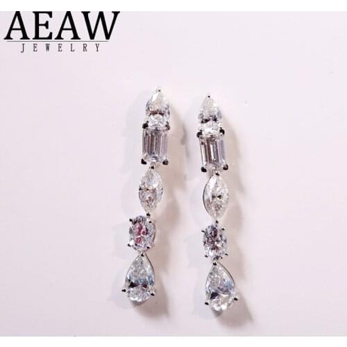 AEAW 18K White/Yellow/Rose Gold 5.2ctw Pear Cut Lad Diamond Earrings Moissanite Earrings For Women For Girl Gife