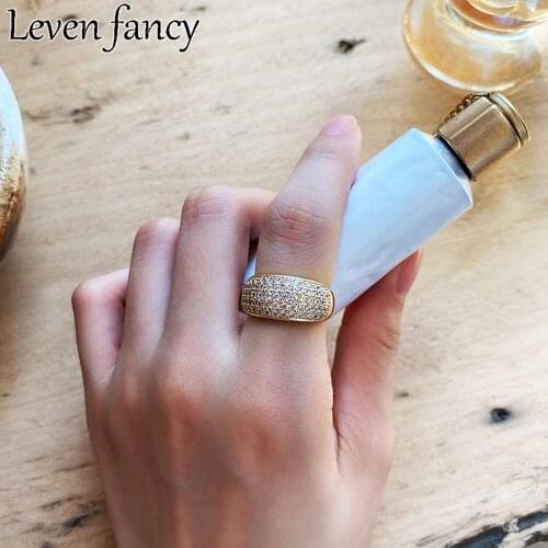 925 Sterling Silver Ring Zircon Curved Shell Ring Resizable 18k Gold Ring For Women Female Elegant Fine Jewelry 925 Wedding Gift
