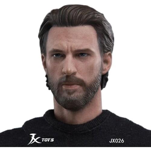 1/6 Scale JXTOYS-026 Bearded Chirs Evenss Head Carving Male Head Sculpt Tough Man Fit 12" Action Figure Accessories