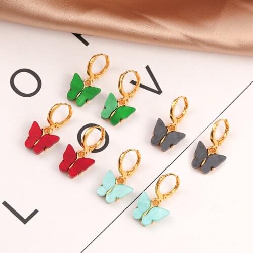 1Pair Butterfly Shape Dangle Earring Charm DIY Jewelry Bracelet Necklace Pendant Charms Gold Tone Enamel Floating Charm