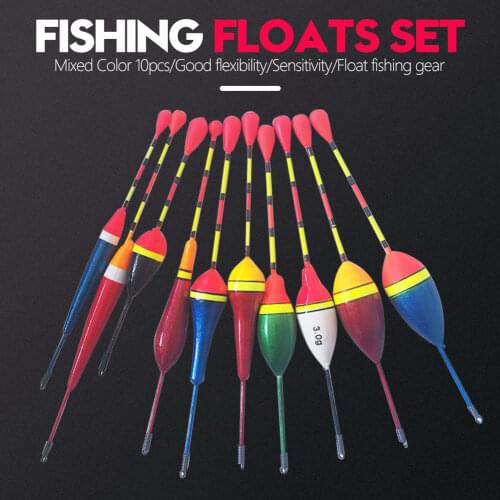 10Pcs/Lot Fishing Floats Set Buoy Bobber Fishing Light Stick Floats Fluctuate Mix Size Color Flotador For Fish Accessories Buoy