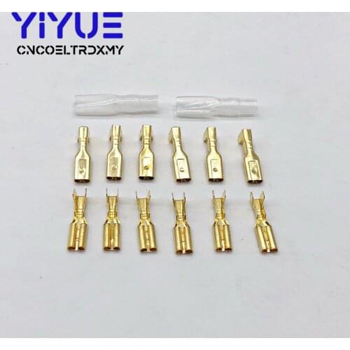 100pcs 2.8mm Female Spade Connectors Brass Crimp Terminals with Insulating Sleeve