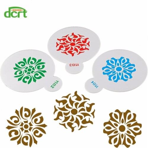 3Pcs/Set Abstract Art Latte Coffee Stencils Cake Mold Fondant Cookies Baking Tools DIY Art Tools Mold for Baking