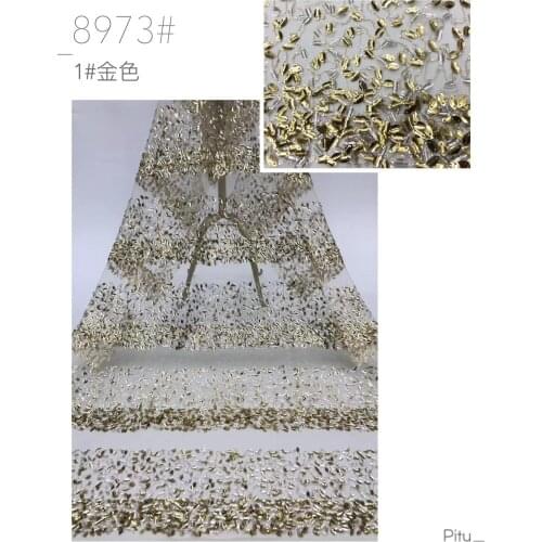 5yards/bag Embroidery sequins double color mix style fashionable new fabric for wedding dress design ST58