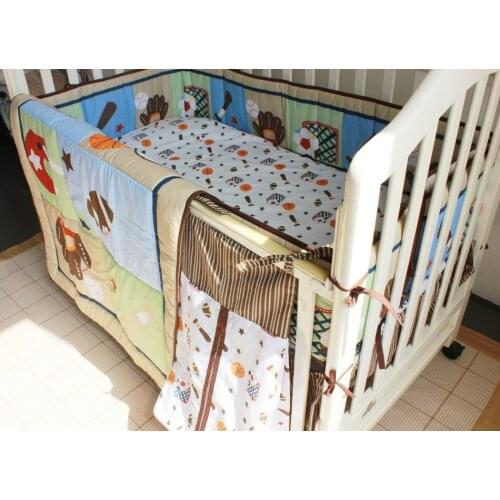 Promotion! 5pcs embroidered baby bedding set crib bed set baby crib set ,include(bumper+duvet+bed cover+bed skirt+diaper bag)