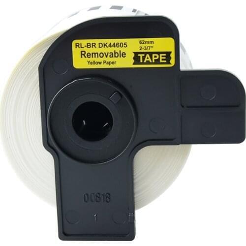 AOMYA 2 Rolls Label tape DK-44605 Label 62mm*30.48m Continuous Compatible for Brother Transferable rubber/paper Black on Yellow