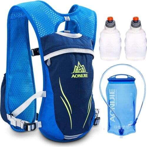 AONIJIE 5.5L Men Women Hydration Backpack Hiking Trail Running Racing Cycling Camping Marathon 1.5L Water Bag 2 250ML Bottles
