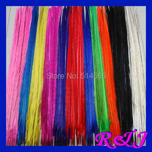 Free Shipping 50-55cm 20-22" Bleached and Dying ringneck pheasant feather 100PCS color assorted Pheasant Tail Feathers
