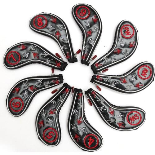 9pcs/lot Zipper Golf Irons Headcovers #4-9PAS Golf Iron Set Head Covers 3 Colors For Man Women