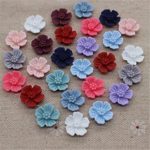 50PCS 14mm Mix Colors Cute Antique Color New Resin Flowers Flatback Cabochon DIY Jewelry/Craft Scrapbooking
