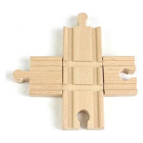 Wooden Train Track Accessories Cross Track Railway Toys Compatible All Track