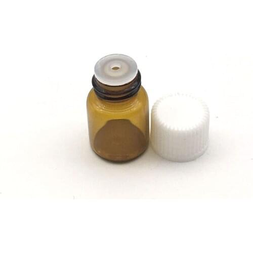 10pcs 2ml Glass Vials with Orifice Reducer plastic Screw Cap Small Essential Essential Oil Sample Mini Amber Bottle
