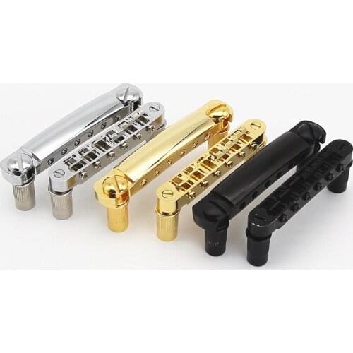 FLEOR 6 Saddles Tune-o-Matic Guitar Bridge Tailpiece Set String Spacing 10.5mm For LP Electric Guitar Parts