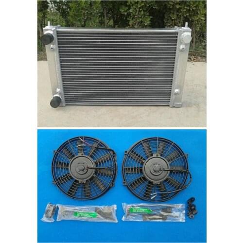 Aluminum Radiator + Fans For VW Golf MK2 MK II 1.6 8V and 1.8 16V MT 1982-1992 1983 1984 1985 1986 1987 1988 1989 1990 1991