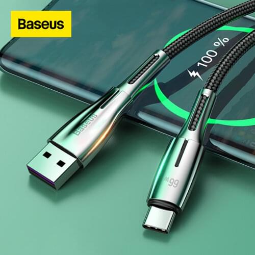 Baseus 66W 6A USB Type C Cable for Huawei Mate 40 Pro Plus Supercharge 40W Fast Charging Cord USB C Charger Cable for Huawei P40